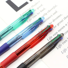 4pcs Press Four Transparent Ballpoint Pen 0.5mm Refill