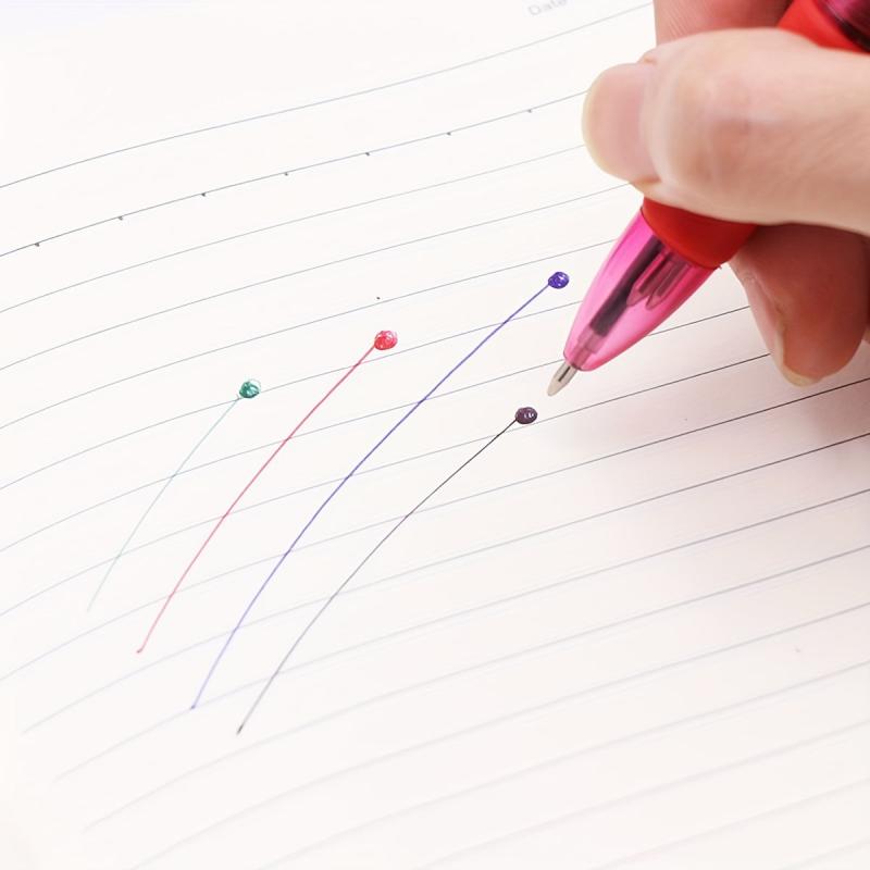 4pcs Press Four Transparent Ballpoint Pen 0.5mm Refill
