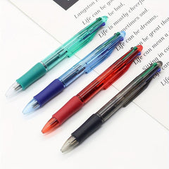 4pcs Press Four Transparent Ballpoint Pen 0.5mm Refill