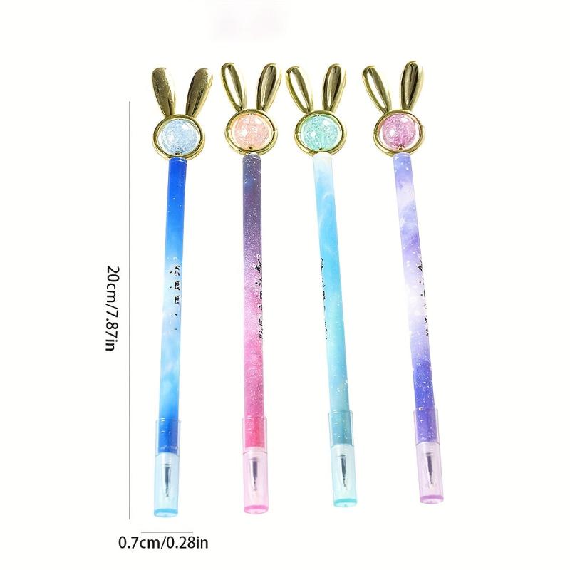 Crystal Rabbit Plated Pull Cap Gel Pen Fun Office Water Based Signature Pen