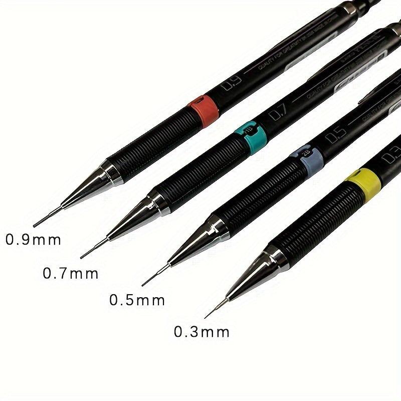 4pcs Transparent Mechanical Pencil Set 0.3-0.9mm Art Sketch Writing Supplies