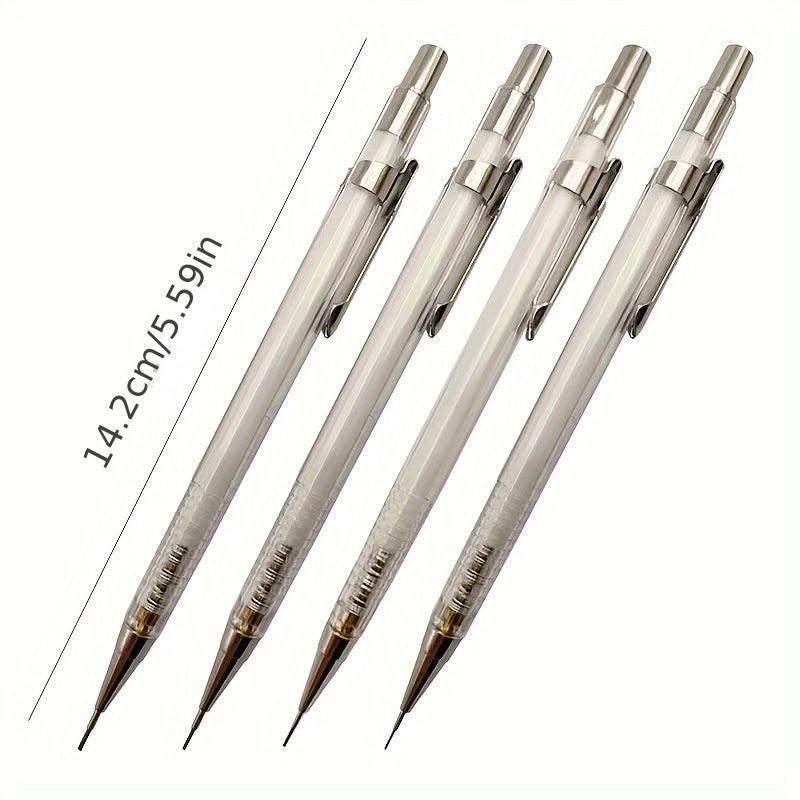 4pcs Transparent Mechanical Pencil Set 0.3-0.9mm Art Sketch Writing Supplies
