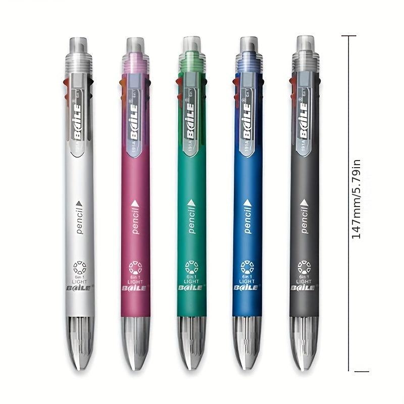 8pcs 6 In 1 Multicolor Ballpoint Pens Set