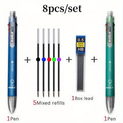 8pcs 6 In 1 Multicolor Ballpoint Pens Set