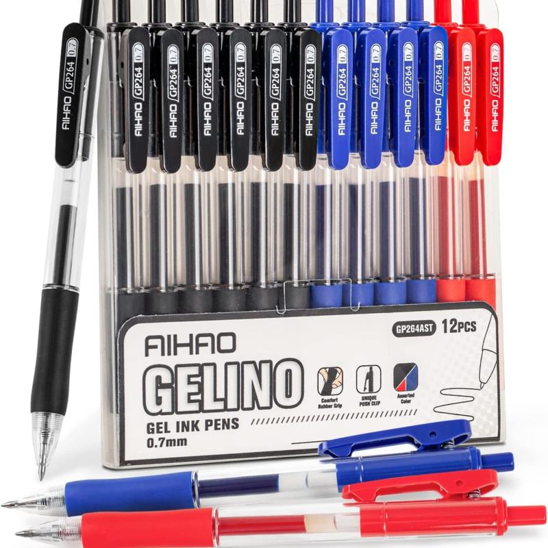 AIHAO Retractable Gel Pens Medium Point 0.7mm Assorted Ink - Smooth Writing