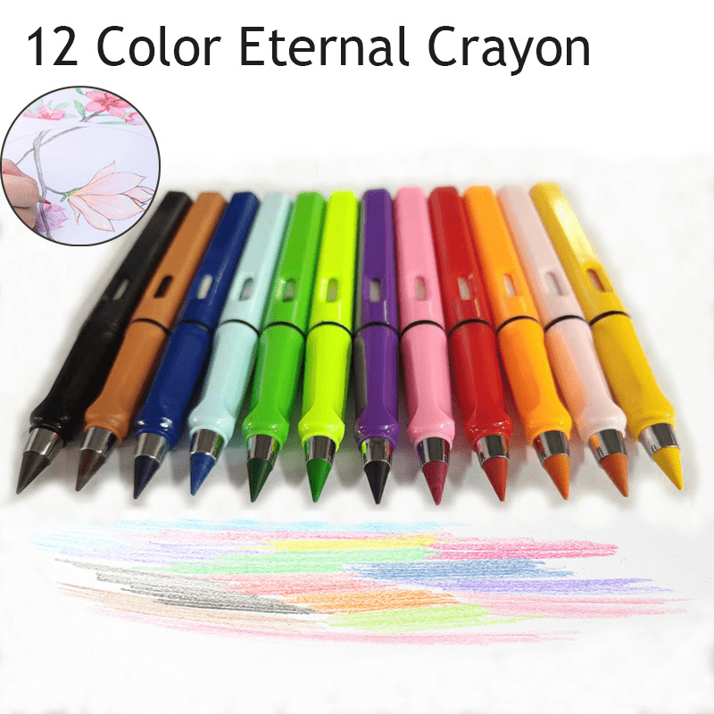 12pcs Colorful Eternity Pencil Erasable Lead Pencil Pen No Sharpening