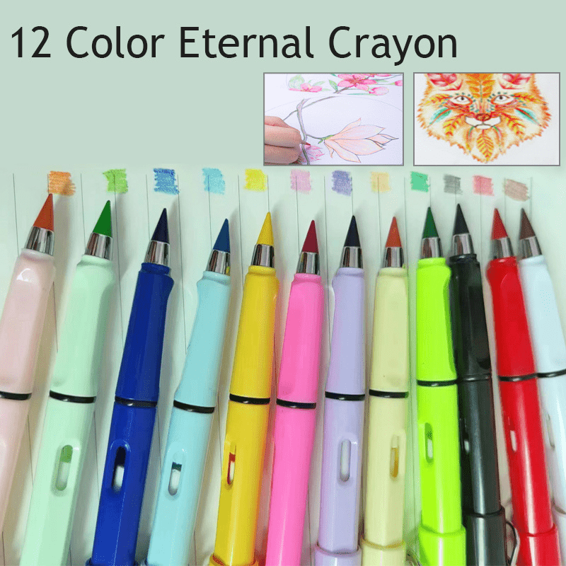 12pcs Colorful Eternity Pencil Erasable Lead Pencil Pen No Sharpening