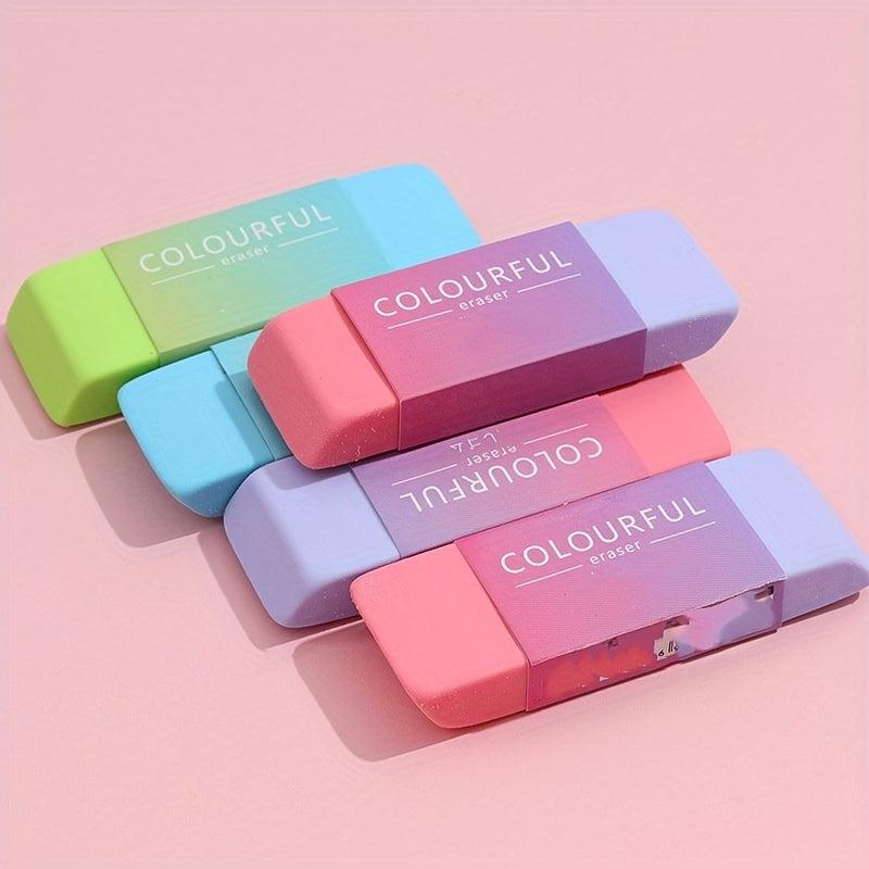 2pcs Rainbow Eraser for Students No Trace Large Stationery
