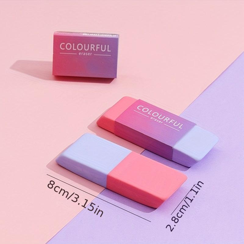2pcs Rainbow Eraser for Students No Trace Large Stationery
