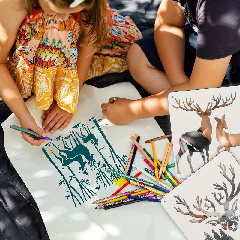 12pcs Christmas Deer Stencils Paint Deer Painting Stencil Forest Wildlife Theme