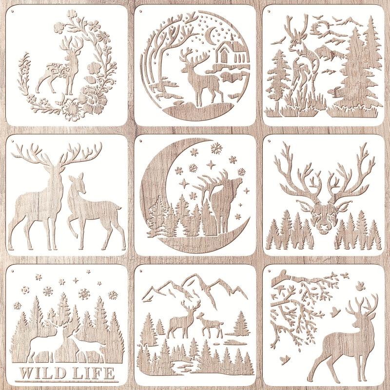 12pcs Christmas Deer Stencils Paint Deer Painting Stencil Forest Wildlife Theme