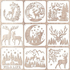 12pcs Christmas Deer Stencils Paint Deer Painting Stencil Forest Wildlife Theme