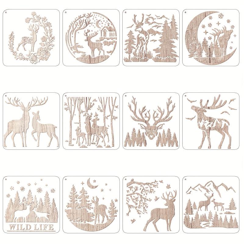 12pcs Christmas Deer Stencils Paint Deer Painting Stencil Forest Wildlife Theme