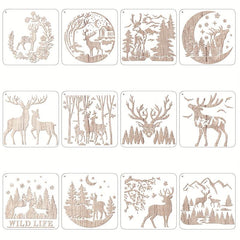 12pcs Christmas Deer Stencils Paint Deer Painting Stencil Forest Wildlife Theme