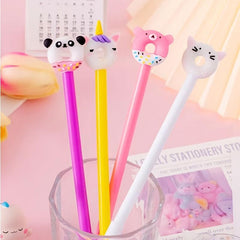 4pcs 0.5mm Cartoon Silicone Gel Pen Student Stationery Office Supplies