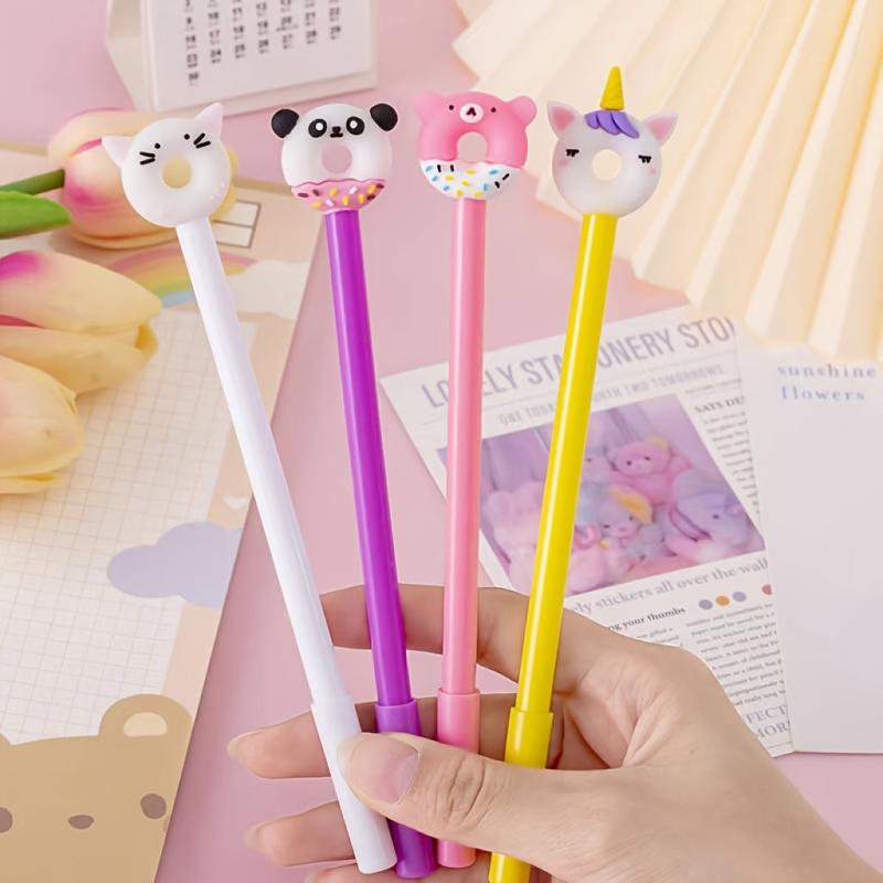 4pcs 0.5mm Cartoon Silicone Gel Pen Student Stationery Office Supplies