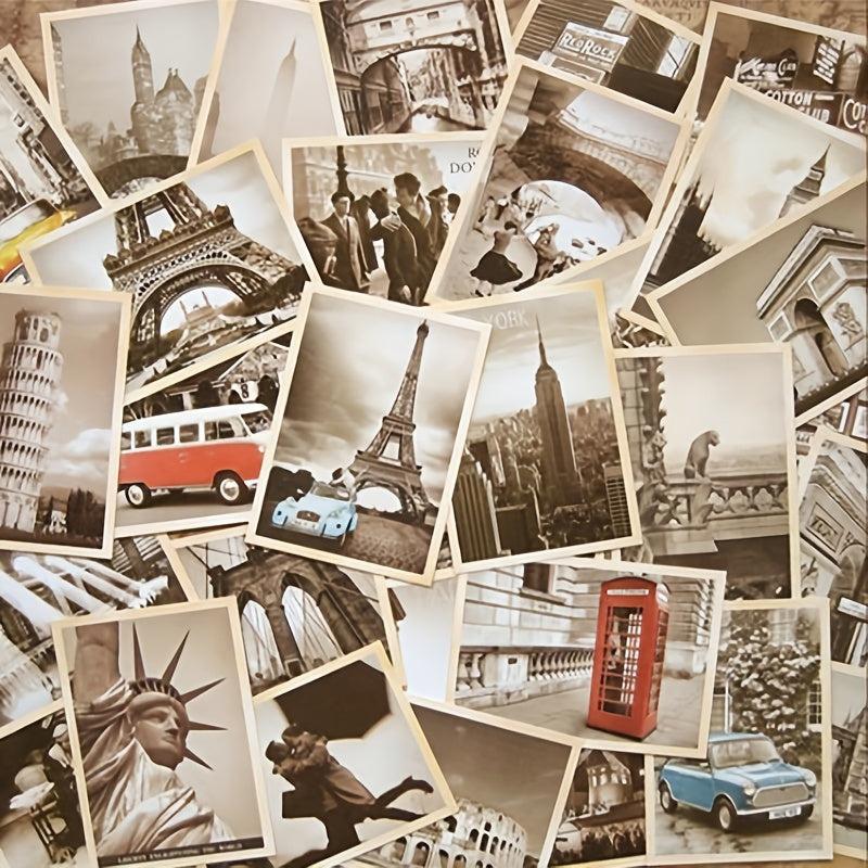 32 Pcs Vintage European Style Building Illustration Postcards