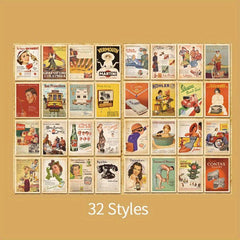 32 Pcs Vintage European Style Building Illustration Postcards