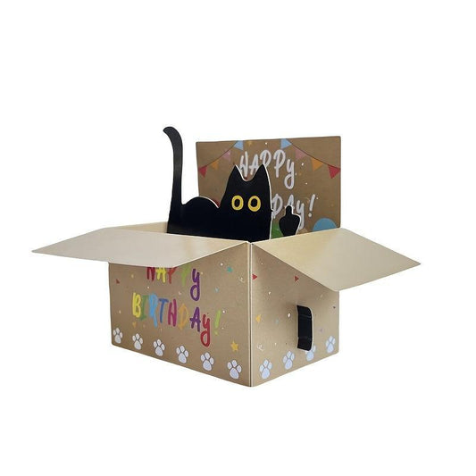 Funny Cat Happy Birthday Pop Up Greeting Card with Envelope