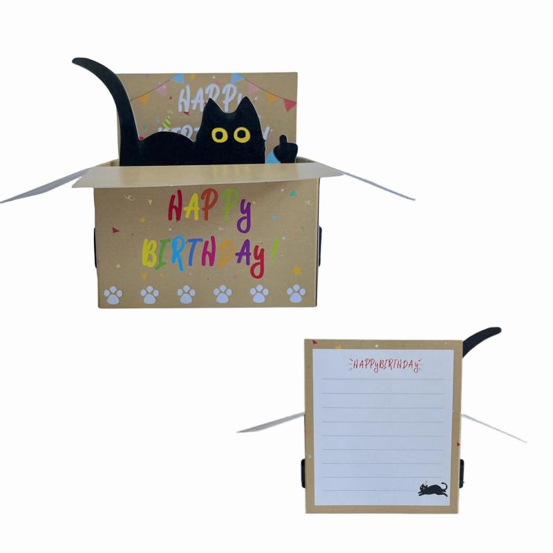 Funny Cat Happy Birthday Pop Up Greeting Card with Envelope