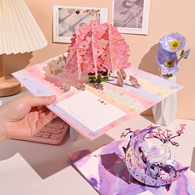 1pc Ziyi 3D Pop Up Greeting Card Graduation Tanabata Birthday Gift Small Card
