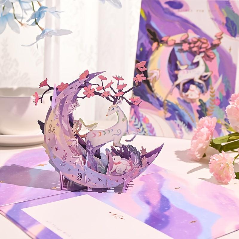 1pc Ziyi 3D Pop Up Greeting Card Graduation Tanabata Birthday Gift Small Card