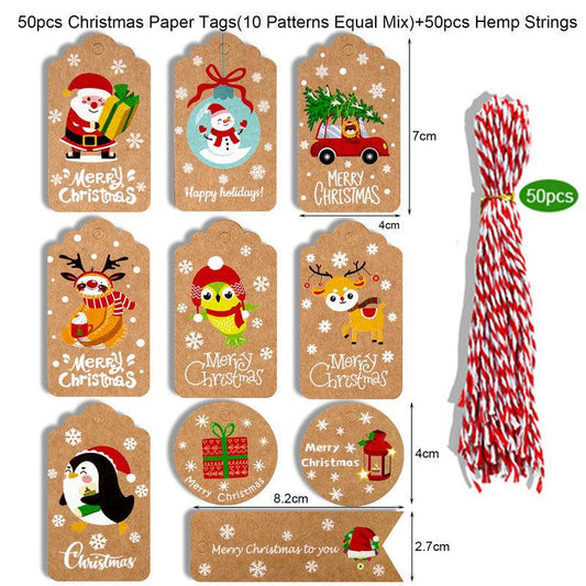 50pcs Christmas Decoration Tag With Twines Christmas Card Tag Christmas Tree