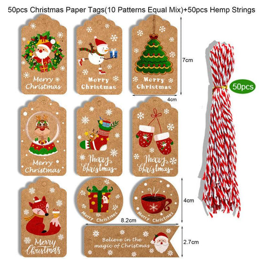 50pcs Christmas Decoration Tag With Twines Christmas Card Tag Christmas Tree