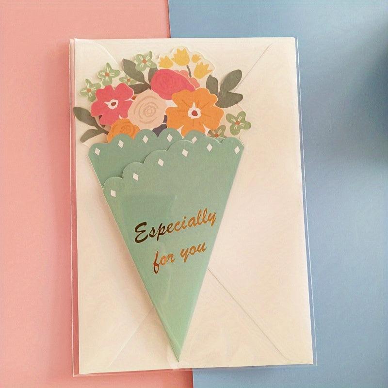 3pcs Bouquet Greeting Cards for Thanksgiving, Mothers, Special Friends