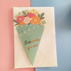 3pcs Bouquet Greeting Cards for Thanksgiving, Mothers, Special Friends