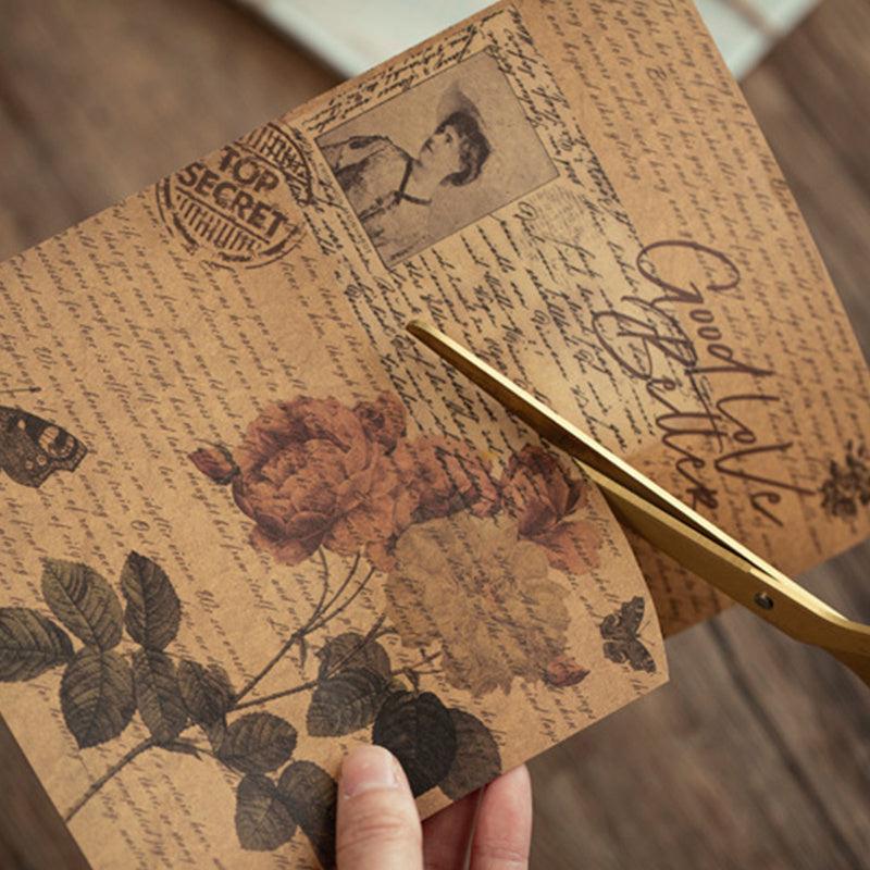 10sheets Vintage Journal/Diary Material Paper 21.8x13.5cm