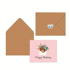 20pcs Cartoon Happy Birthday Cards With Envelope Sticker