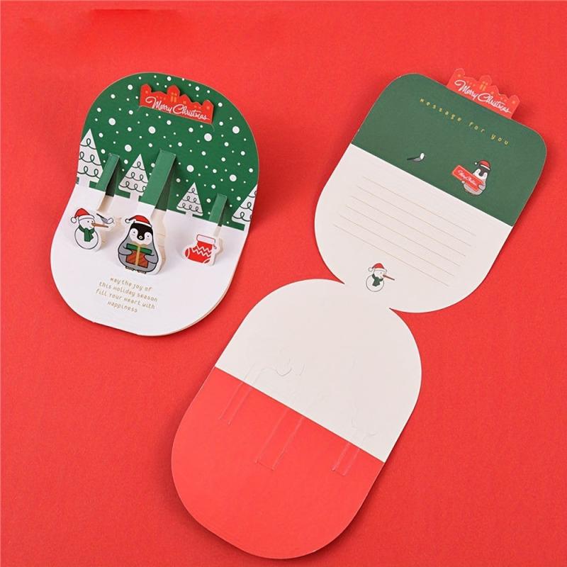 3D Christmas Greeting Card Set - 10 Cards, 2 Stickers, Envelopes Included