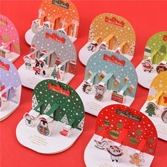 3D Christmas Greeting Card Set - 10 Cards, 2 Stickers, Envelopes Included