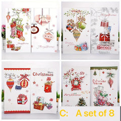 8pcs Christmas Greeting Card Set w/ Envelopes 3D Congratulation Card