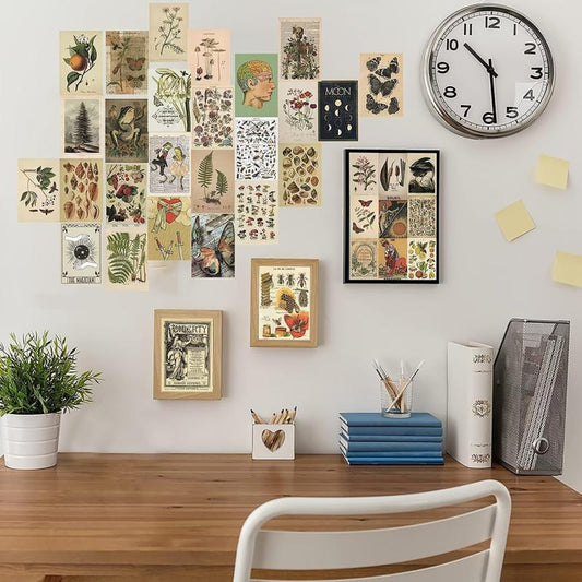 Vintage Wall Collage Kit 70pcs Room Decor Pictures Cottagecore Botanical Art