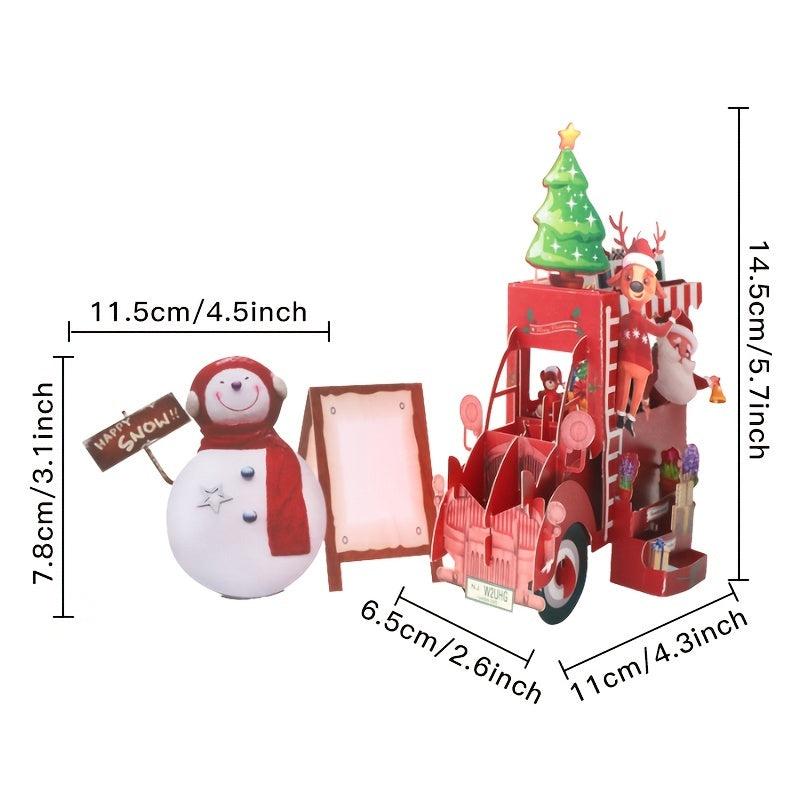 1pc Christmas Greeting Card Creative Flower Car Hollow Paper Carving