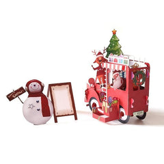 1pc Christmas Greeting Card Creative Flower Car Hollow Paper Carving