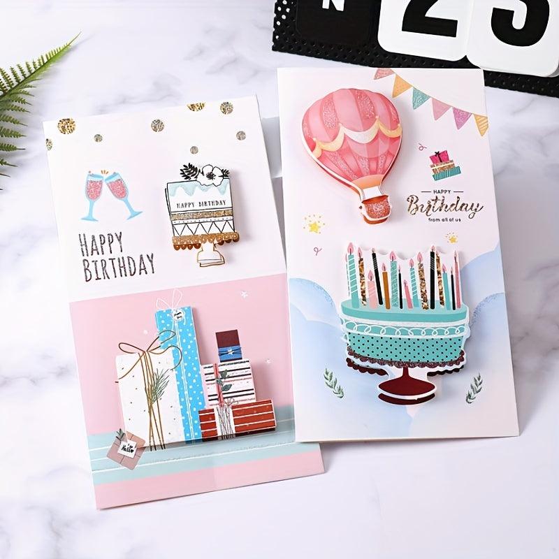 8pcs 3D Greeting Cards with Envelopes for Various Occasions