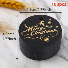 100pcs Round Golden Foil Christmas Gift Tags DIY Holiday