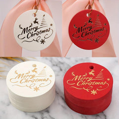 100pcs Round Golden Foil Christmas Gift Tags DIY Holiday