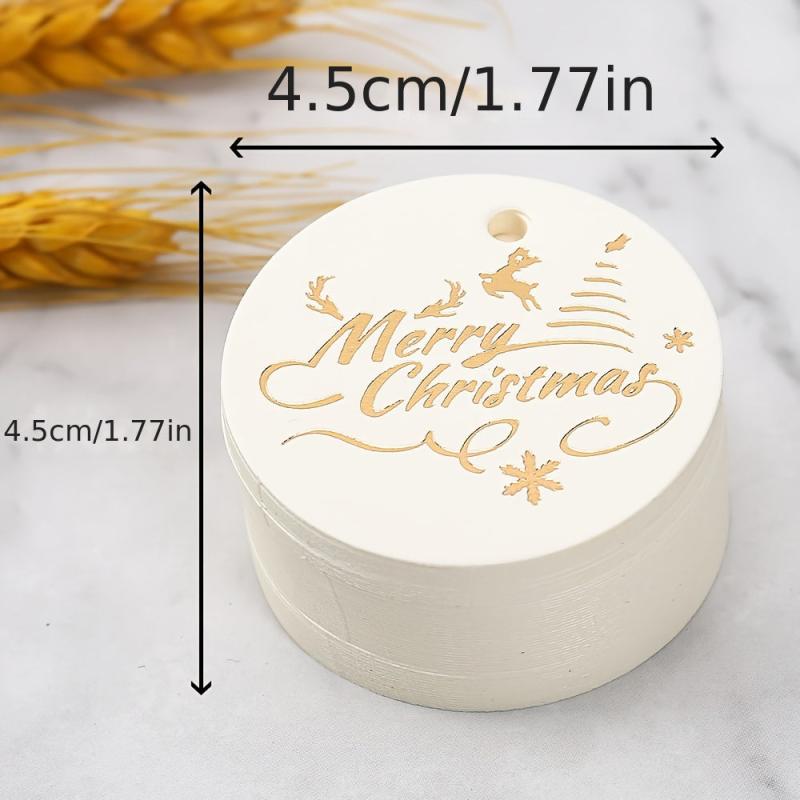 100pcs Round Golden Foil Christmas Gift Tags DIY Holiday