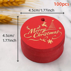 100pcs Round Golden Foil Christmas Gift Tags DIY Holiday