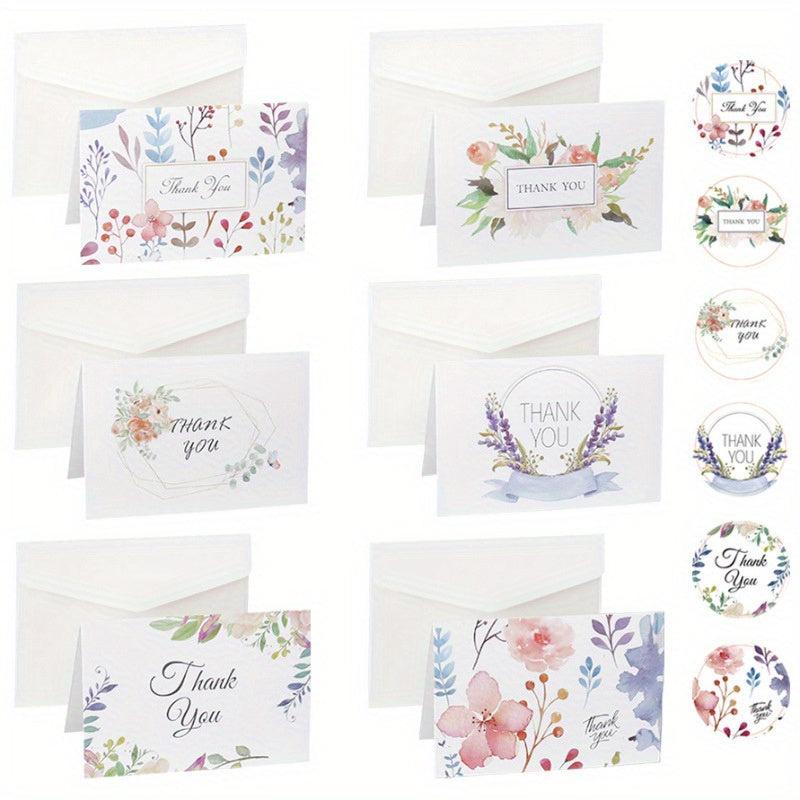 6pcs Thank You Cards With Envelopes & Sealing Stickers