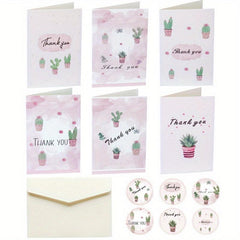 6pcs Thank You Cards With Envelopes & Sealing Stickers
