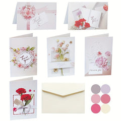 6pcs Thank You Cards With Envelopes & Sealing Stickers