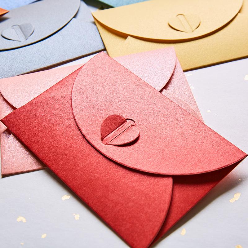 10PCS Small Greeting Card Envelopes Bronzing Love Pearl Paper Mini Envelope