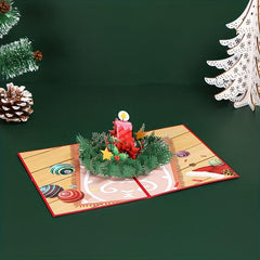 1pc Merry Christmas Pop Up Card 3D Greeting Card Pop Up Christmas Card