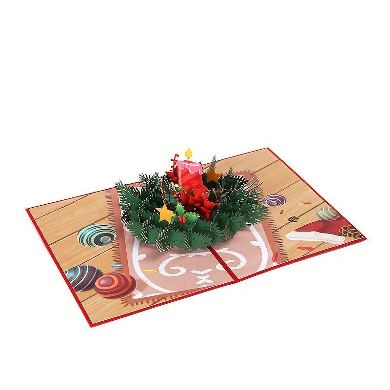 1pc Merry Christmas Pop Up Card 3D Greeting Card Pop Up Christmas Card