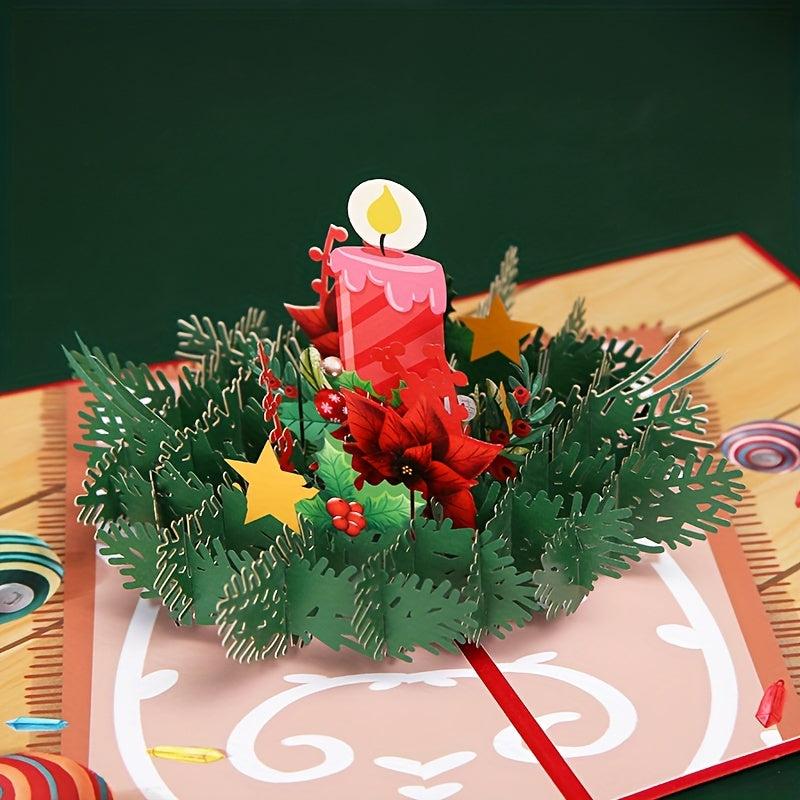 1pc Merry Christmas Pop Up Card 3D Greeting Card Pop Up Christmas Card